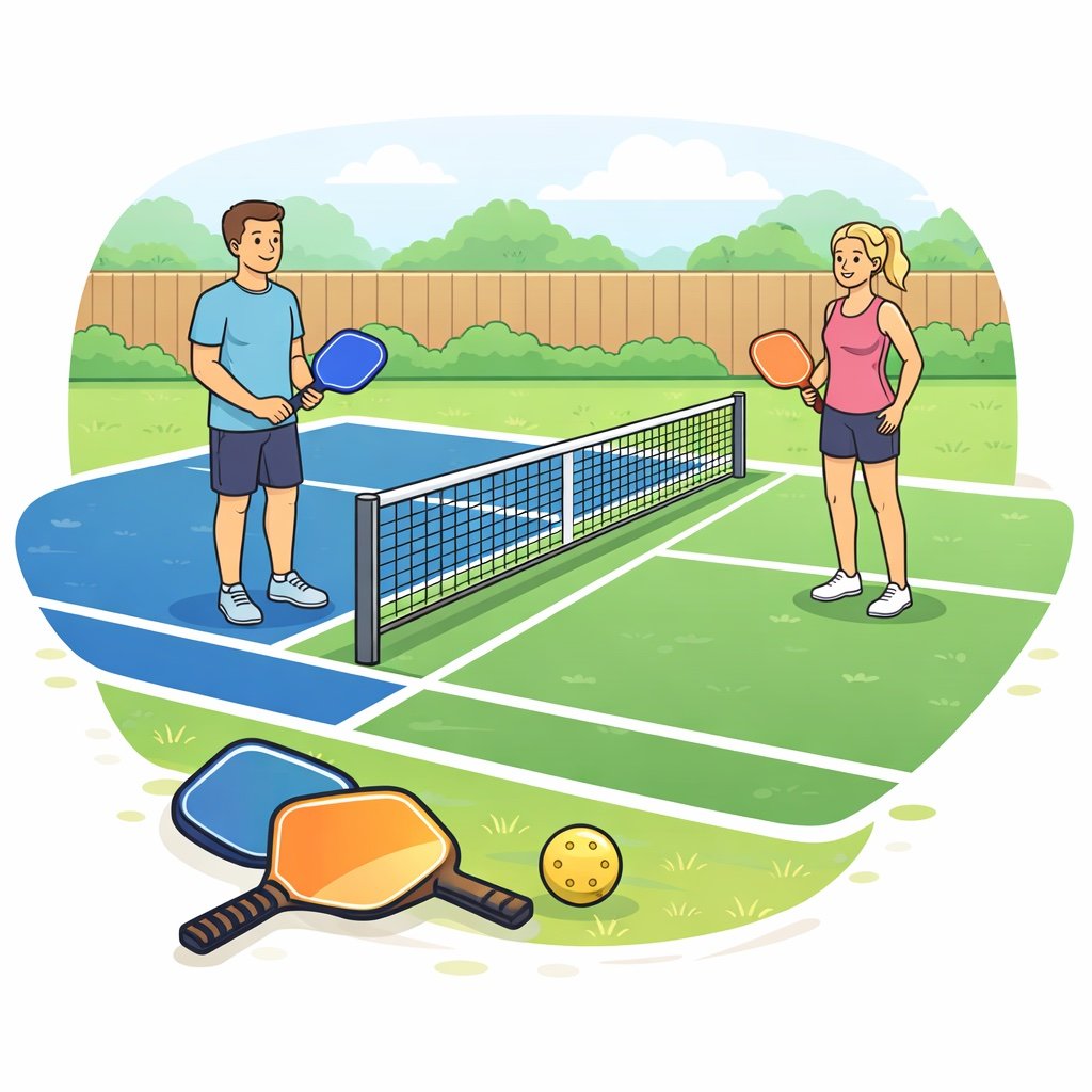 Pickleball court in a backyard setting